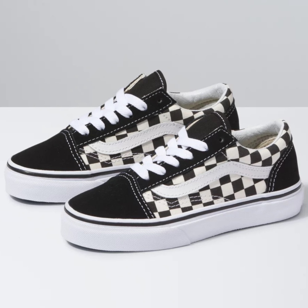 Kids Checker Vans Blk/White